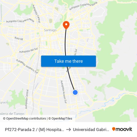 Pf272-Parada 2 / (M) Hospital Sótero Del Río to Universidad Gabriela Mistral map