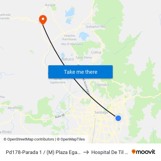 Pd178-Parada 1 / (M) Plaza Egaña to Hospital De Til Til map