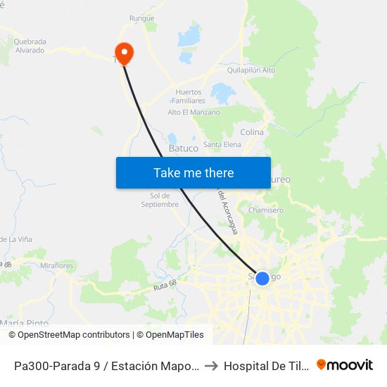 Pa300-Parada 9 / Estación Mapocho to Hospital De Til Til map