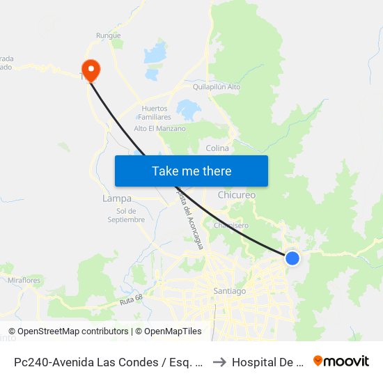 Pc240-Avenida Las Condes / Esq. Pamplona to Hospital De Til Til map