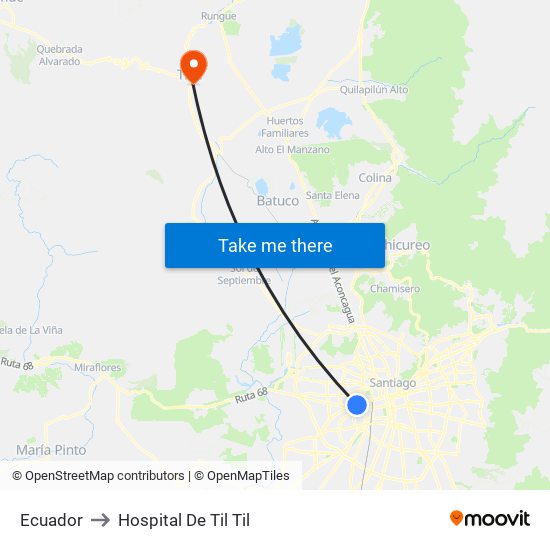 Ecuador to Hospital De Til Til map