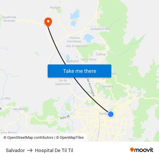 Salvador to Hospital De Til Til map