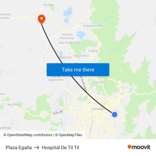Plaza Egaña to Hospital De Til Til map
