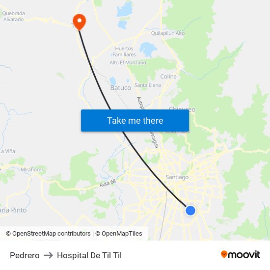 Pedrero to Hospital De Til Til map