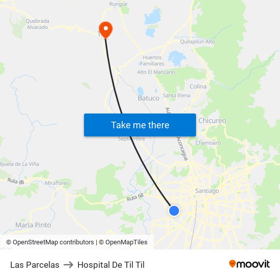 Las Parcelas to Hospital De Til Til map