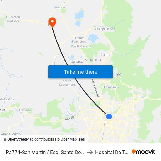 Pa774-San Martín / Esq. Santo Domingo to Hospital De Til Til map