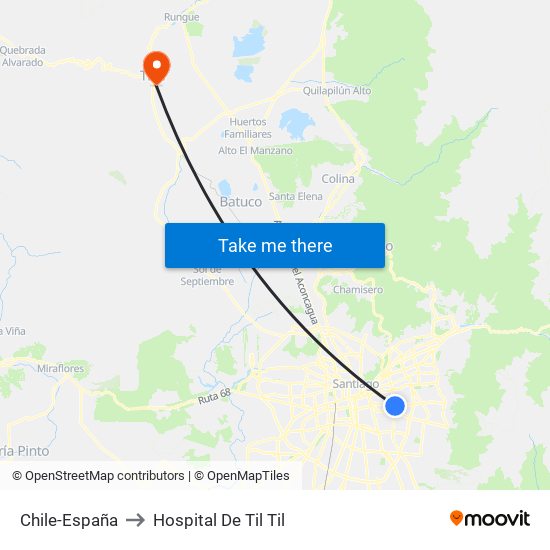 Chile-España to Hospital De Til Til map