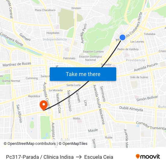 Pc317-Parada / Clínica Indisa to Escuela Ceia map