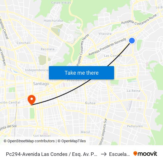 Pc294-Avenida Las Condes / Esq. Av. Padre H. Central to Escuela Ceia map