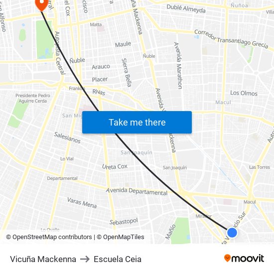 Vicuña Mackenna to Escuela Ceia map