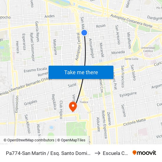 Pa774-San Martín / Esq. Santo Domingo to Escuela Ceia map