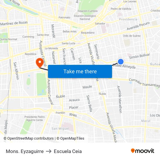 Mons. Eyzaguirre to Escuela Ceia map