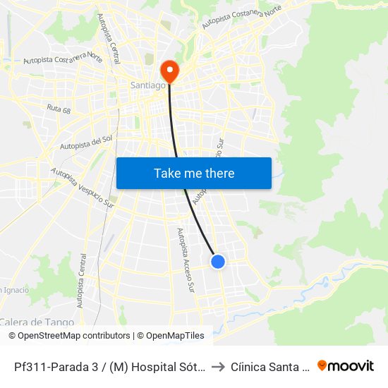 Pf311-Parada 3 / (M) Hospital Sótero Del Río to Cíinica Santa María map