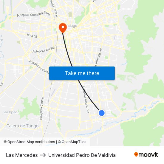 Las Mercedes to Universidad Pedro De Valdivia map