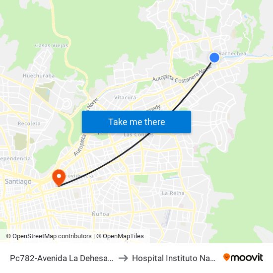 Pc782-Avenida La Dehesa / Esq. Raúl Labbé to Hospital Instituto Nacional Del Tórax map