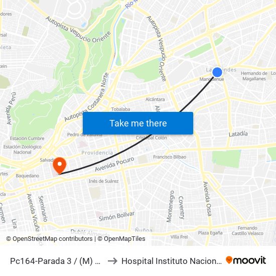 Pc164-Parada 3 / (M) Manquehue to Hospital Instituto Nacional Del Tórax map