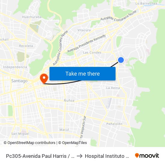 Pc305-Avenida Paul Harris / Esq. Av. Cristóbal Colón to Hospital Instituto Nacional Del Tórax map