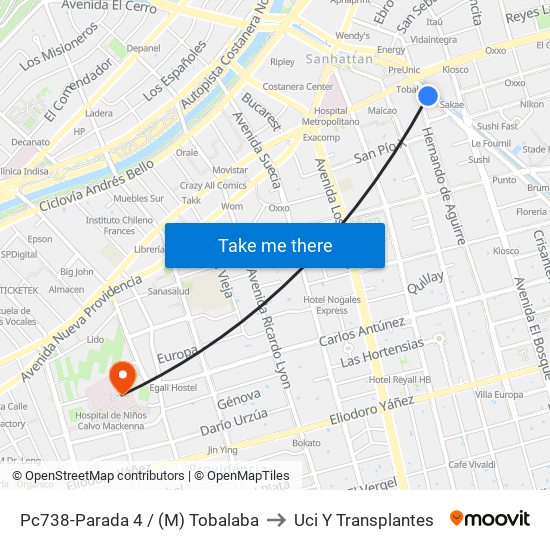 Pc738-Parada 4 / (M) Tobalaba to Uci Y Transplantes map