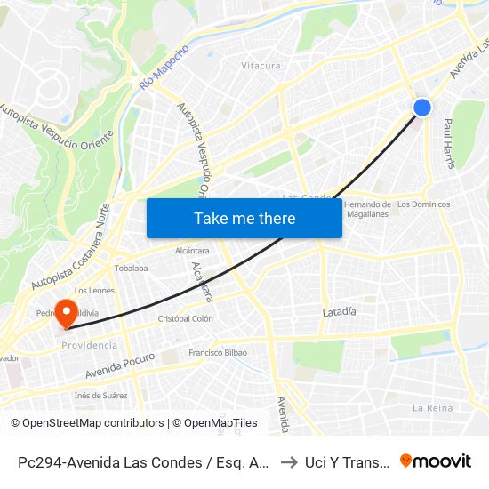 Pc294-Avenida Las Condes / Esq. Av. Padre H. Central to Uci Y Transplantes map