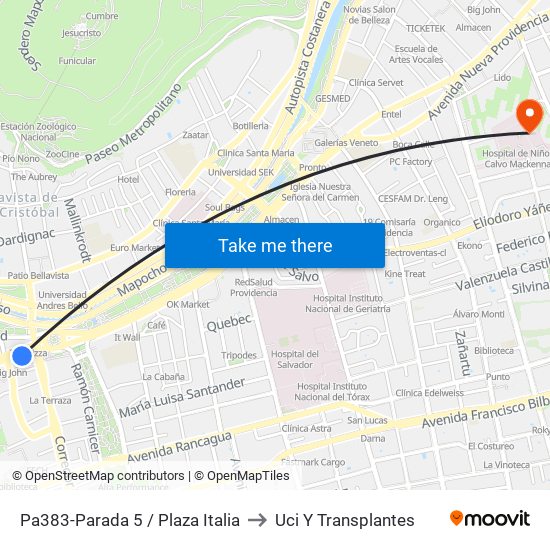 Pa383-Parada 5 / Plaza Italia to Uci Y Transplantes map