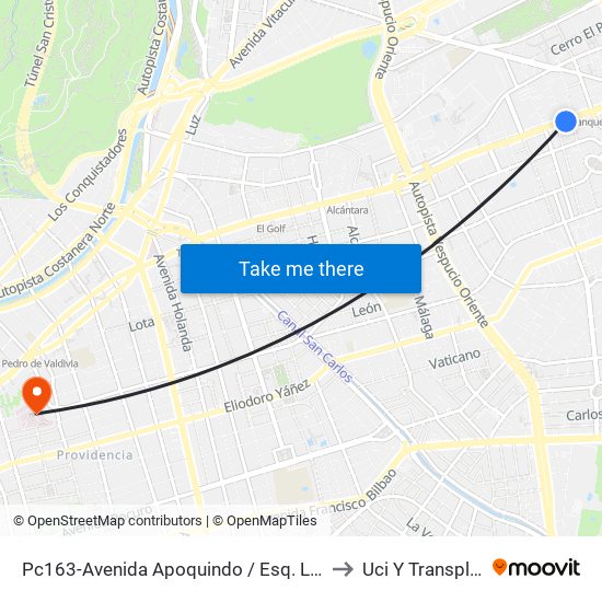 Pc163-Avenida Apoquindo / Esq. La Capitanía to Uci Y Transplantes map
