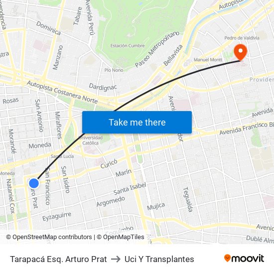 Tarapacá Esq. Arturo Prat to Uci Y Transplantes map