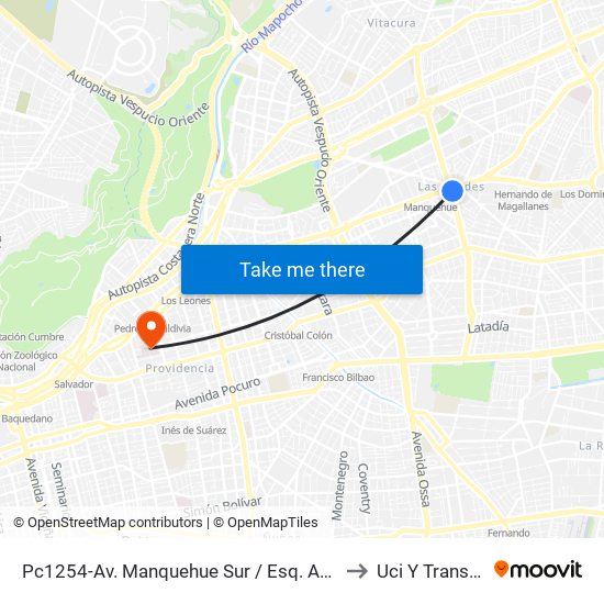 Pc1254-Av. Manquehue Sur / Esq. Avenida Apoquindo to Uci Y Transplantes map
