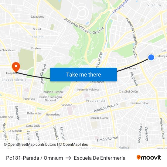 Pc181-Parada / Omnium to Escuela De Enfermería map