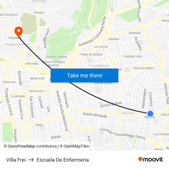 Villa Frei to Escuela De Enfermería map