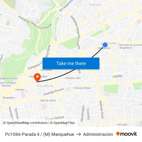 Pc1066-Parada 4 / (M) Manquehue to Administración map