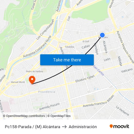 Pc158-Parada / (M) Alcántara to Administración map
