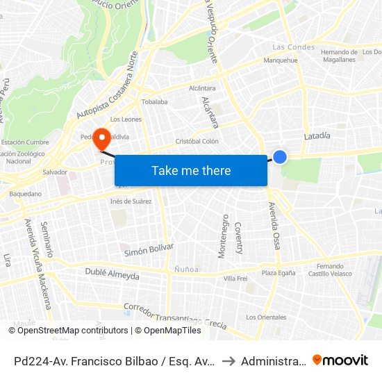 Pd224-Av. Francisco Bilbao / Esq. Av. S. Elcano to Administración map
