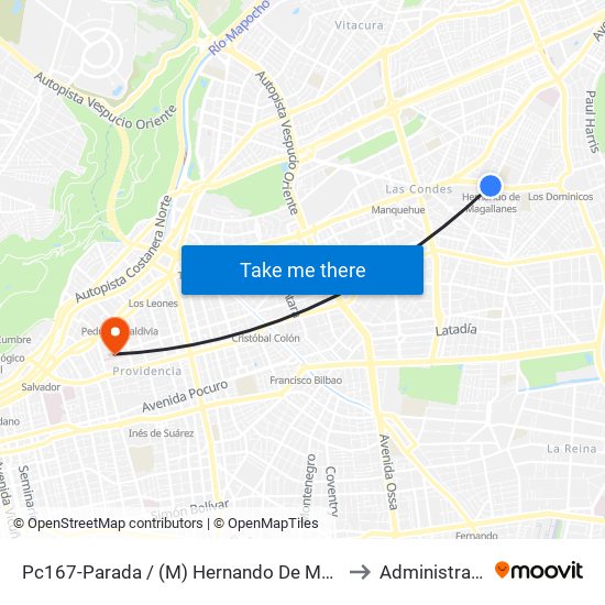 Pc167-Parada / (M) Hernando De Magallanes to Administración map