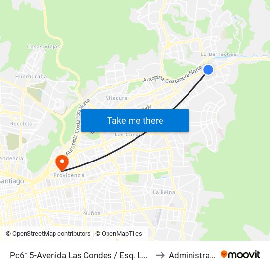 Pc615-Avenida Las Condes / Esq. La Cabaña to Administración map