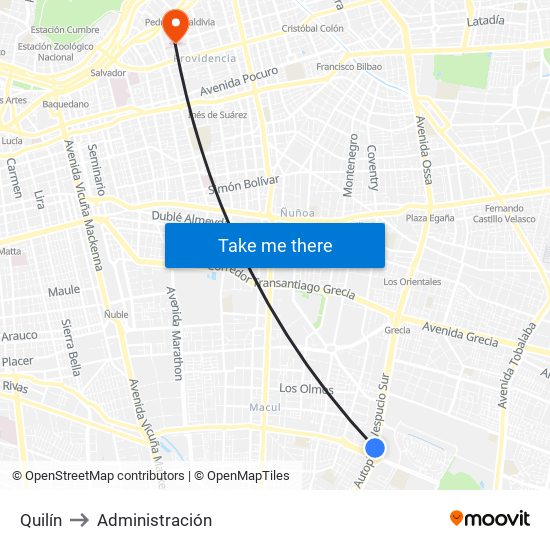 Quilín to Administración map