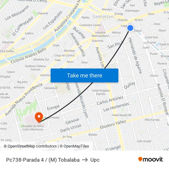 Pc738-Parada 4 / (M) Tobalaba to Upc map