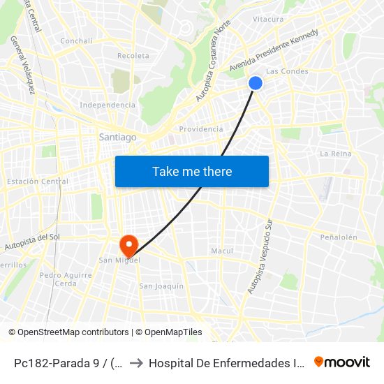 Pc182-Parada 9 / (M) Escuela Militar to Hospital De Enfermedades Infecciosas Lucio Córdova map