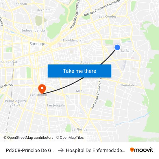 Pd308-Príncipe De Gales / Esq. S. Izquierdo to Hospital De Enfermedades Infecciosas Lucio Córdova map