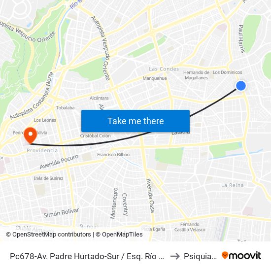 Pc678-Av. Padre Hurtado-Sur / Esq. Río Guadiana to Psiquiatría map