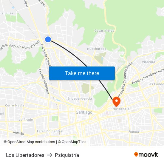 Los Libertadores to Psiquiatría map
