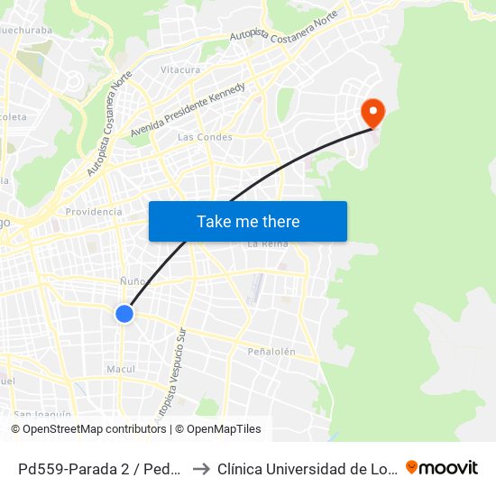 Pd559-Parada 2 / Pedagógico to Clínica Universidad de Los Andes map