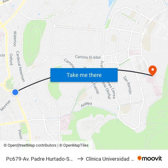 Pc679-Av. Padre Hurtado-Sur / Esq. Patagonia to Clínica Universidad de Los Andes map