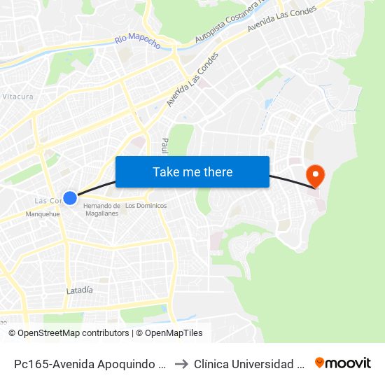 Pc165-Avenida Apoquindo / Esq. E. Dell'Orto to Clínica Universidad de Los Andes map