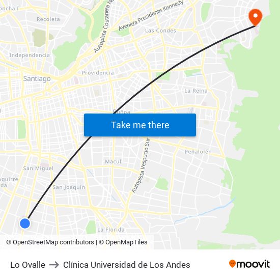 Lo Ovalle to Clínica Universidad de Los Andes map
