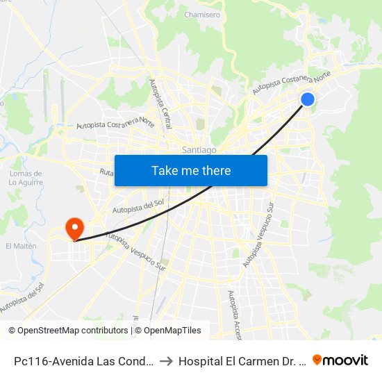 Pc116-Avenida Las Condes / Esq. G. Fuenzalida to Hospital El Carmen Dr. Luis Valentín Ferrada map