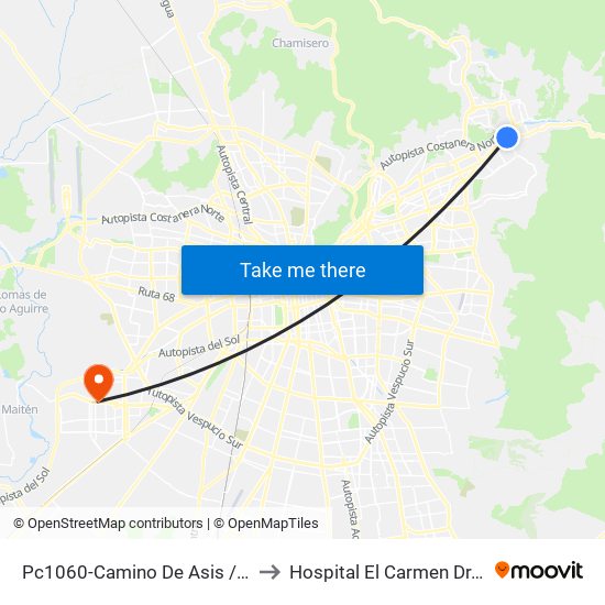 Pc1060-Camino De Asis / Esq. Escrivá De Balaguer to Hospital El Carmen Dr. Luis Valentín Ferrada map