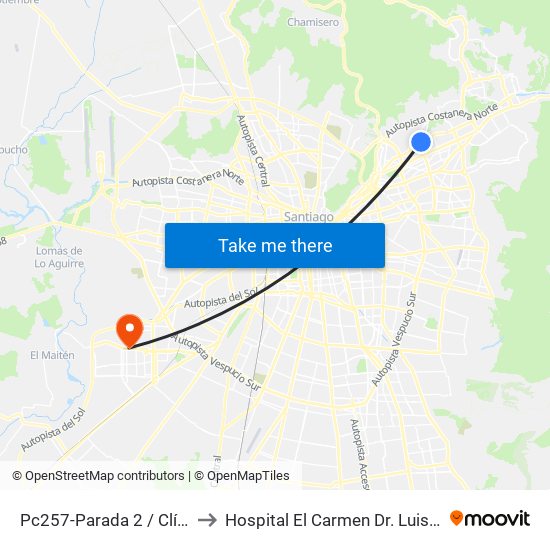Pc257-Parada 2 / Clínica Alemana to Hospital El Carmen Dr. Luis Valentín Ferrada map