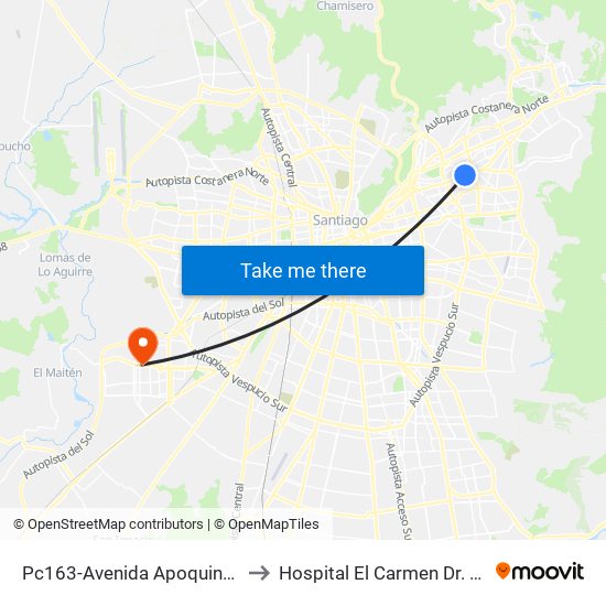 Pc163-Avenida Apoquindo / Esq. La Capitanía to Hospital El Carmen Dr. Luis Valentín Ferrada map