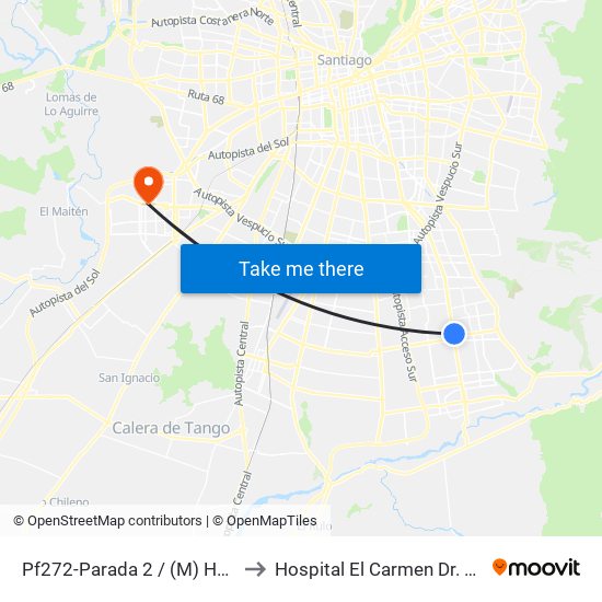 Pf272-Parada 2 / (M) Hospital Sótero Del Río to Hospital El Carmen Dr. Luis Valentín Ferrada map