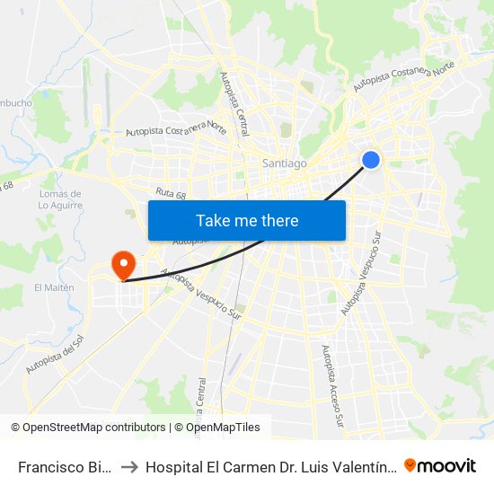 Francisco Bilbao to Hospital El Carmen Dr. Luis Valentín Ferrada map